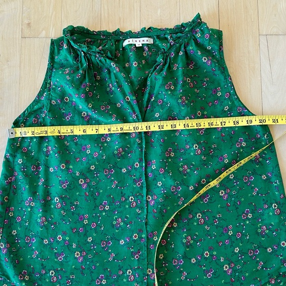 XiRENA Women’s Isabel Silk/cotton Ruffle Tank Top Color Green Grass Print Medium - Picture 11 of 15